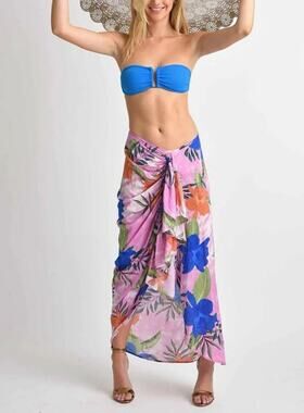 Muche et Muchette Tropical Flower Swim Cover Up Beach Skirt Size OS